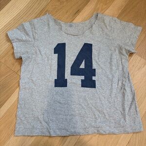 Brandy Melville Gray Cutoff Tee with Navy Print